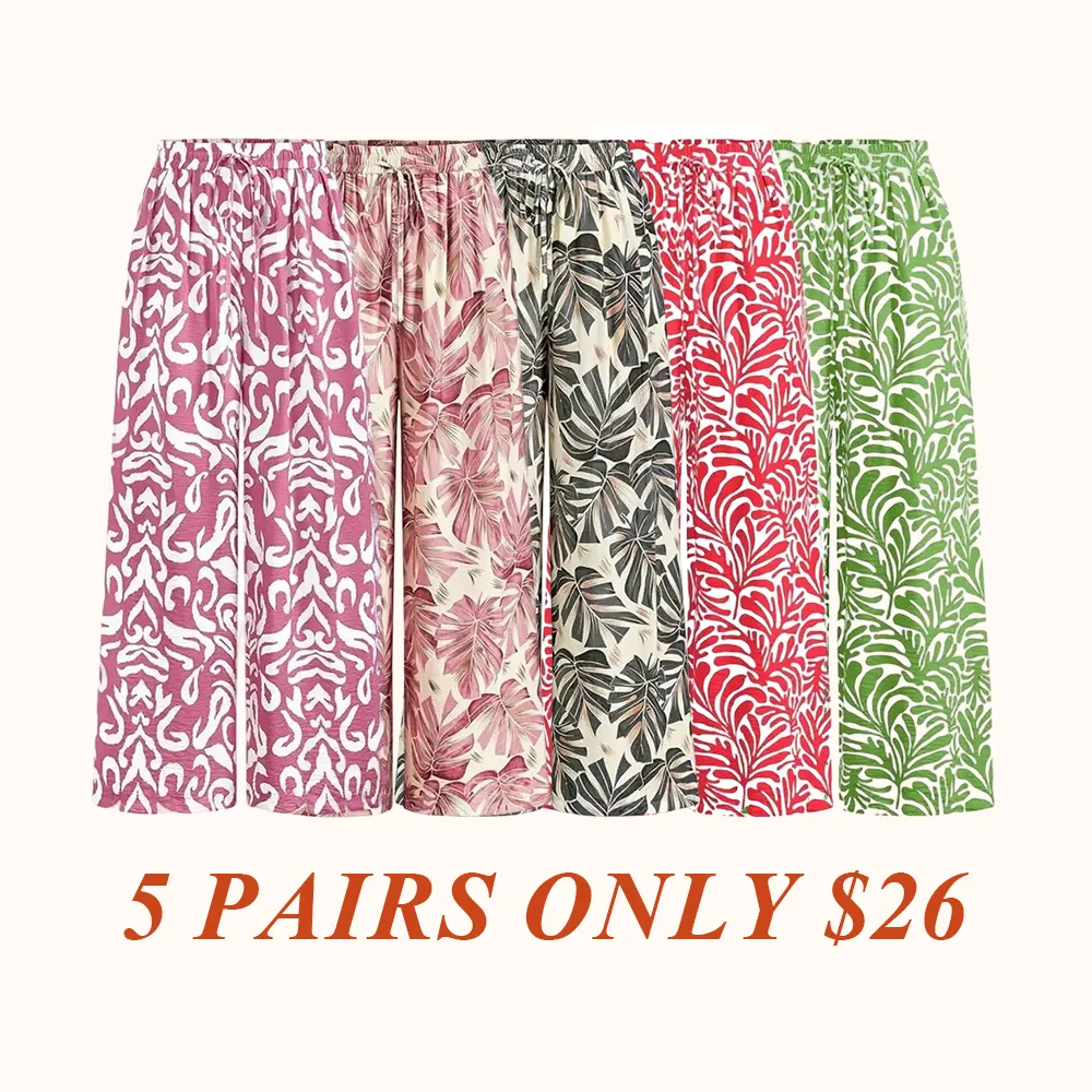 Women's Pants Elastic Waist Striped Lightweight Palazzo Trousers With Pockets Casual Lounge Wide Leg Bottoms