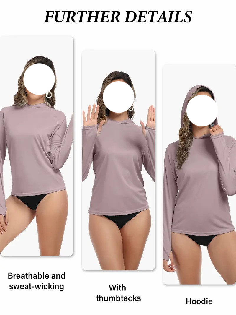 Women's 4-Pack Sun Protection Shirt – Lightweight Long Sleeve Hoodie for Outdoor Activities
