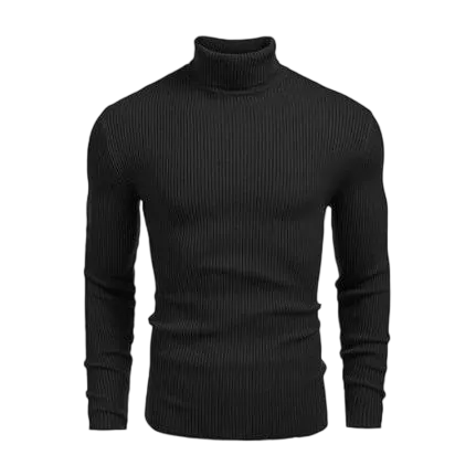 Autumn Men's Knitted Ribbed Turtleneck Slim Fit Basic Sweater