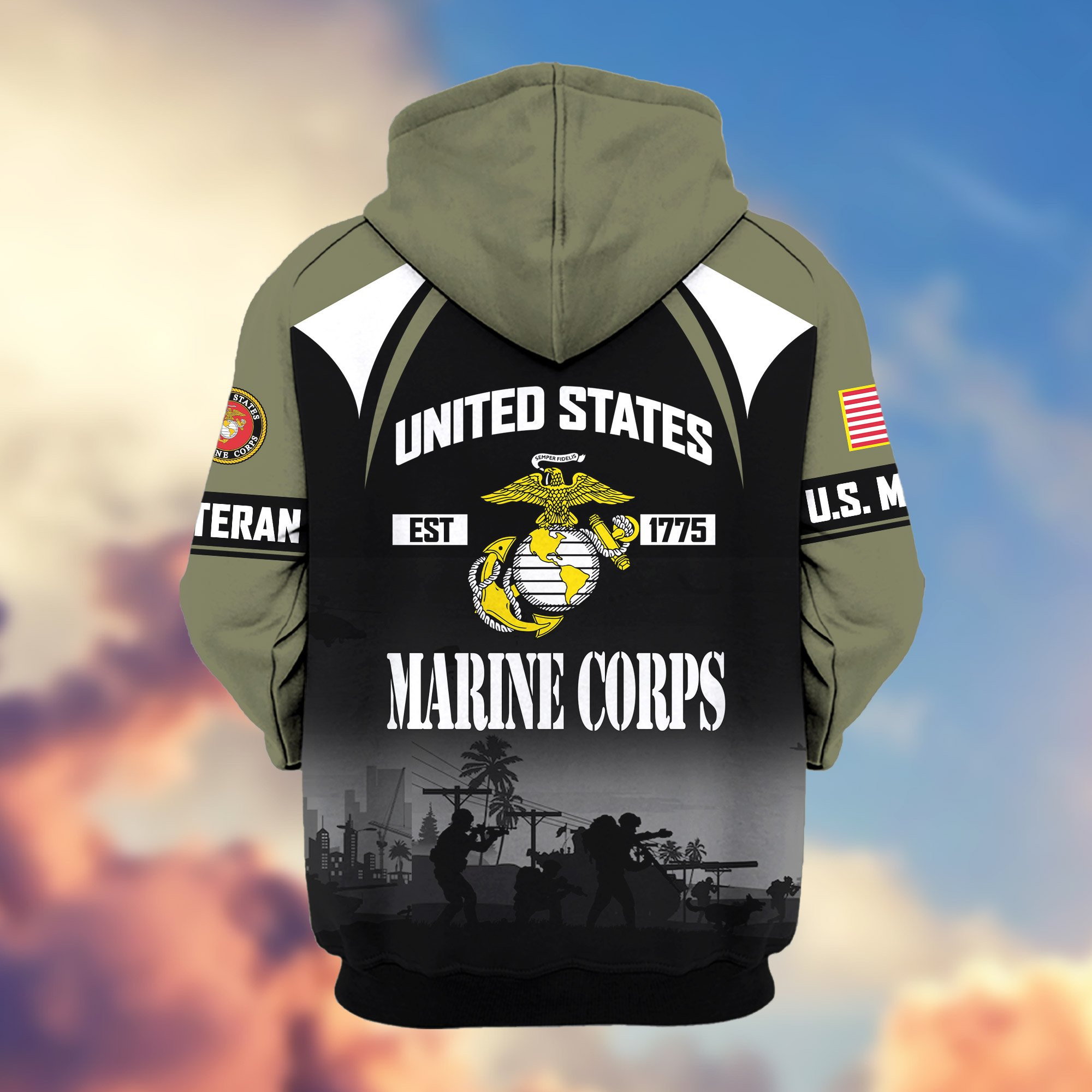 Premium US Veterans Zip Hoodie