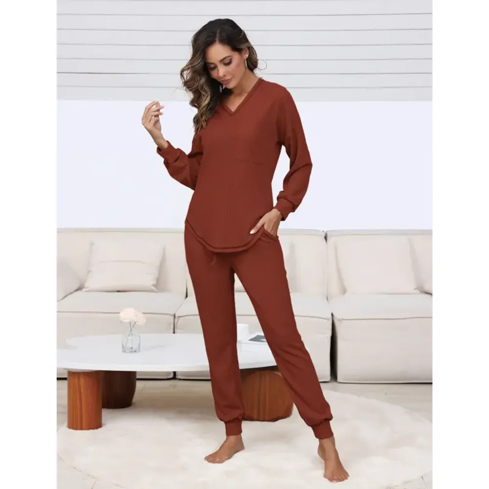 Womens Two Piece  Long Sleeve Pullover Tops