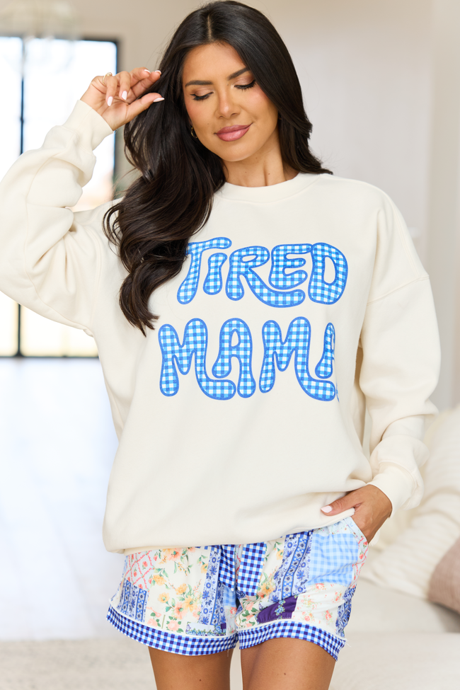 Tired Mama Cream Graphic Sweatshirt