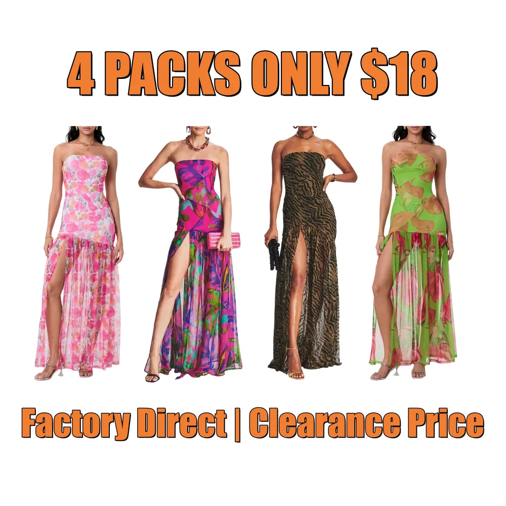 Women's Tube Top DressStrapless Backless High Slit Long Dress