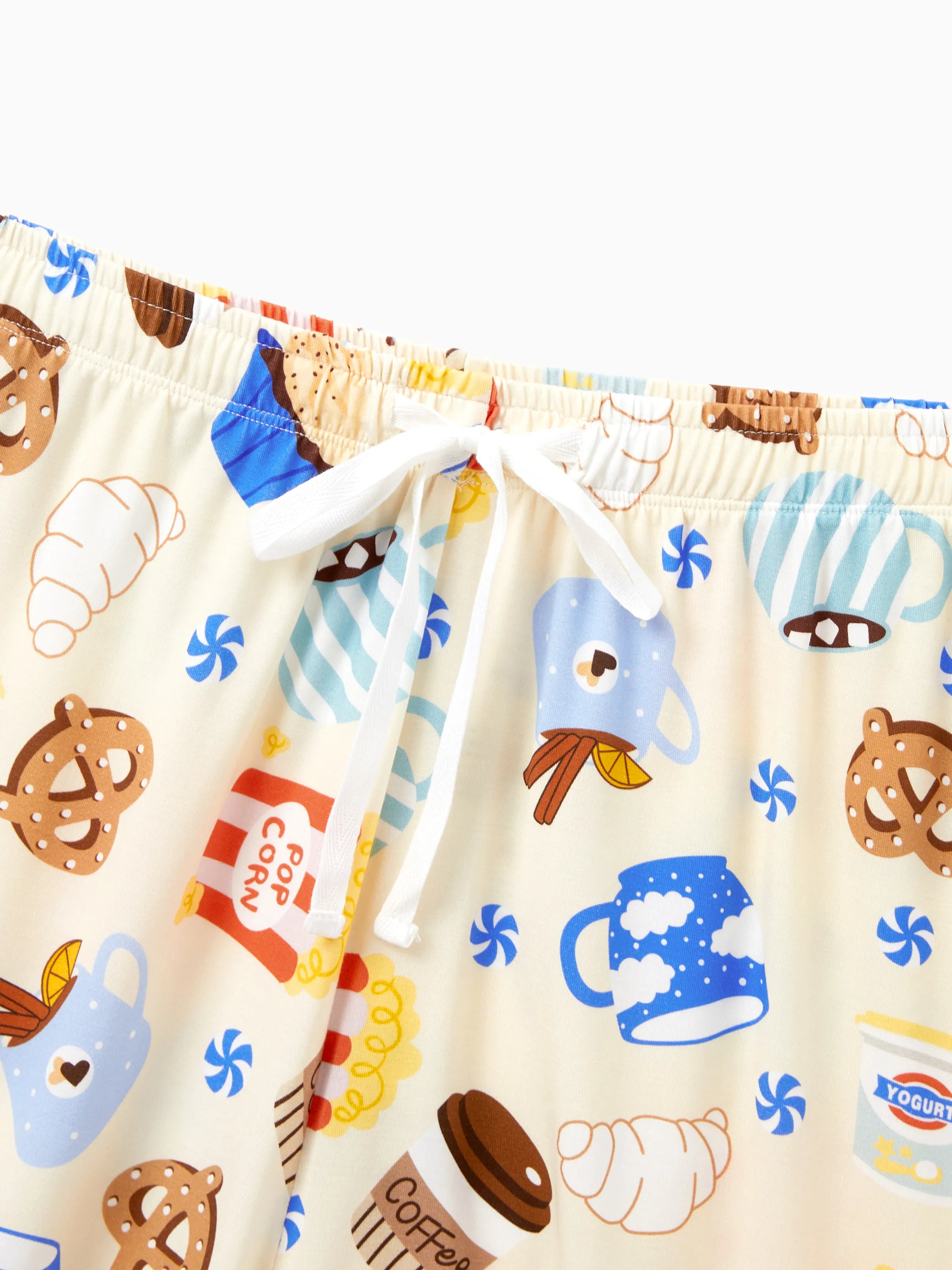 Family Matching Bamboo Pajamas Buttery Soft Bamboo Viscose PJs for Men Women Kids Toddler Baby, Cozy Dessert Print Short-sleeve Sleepwear Blue