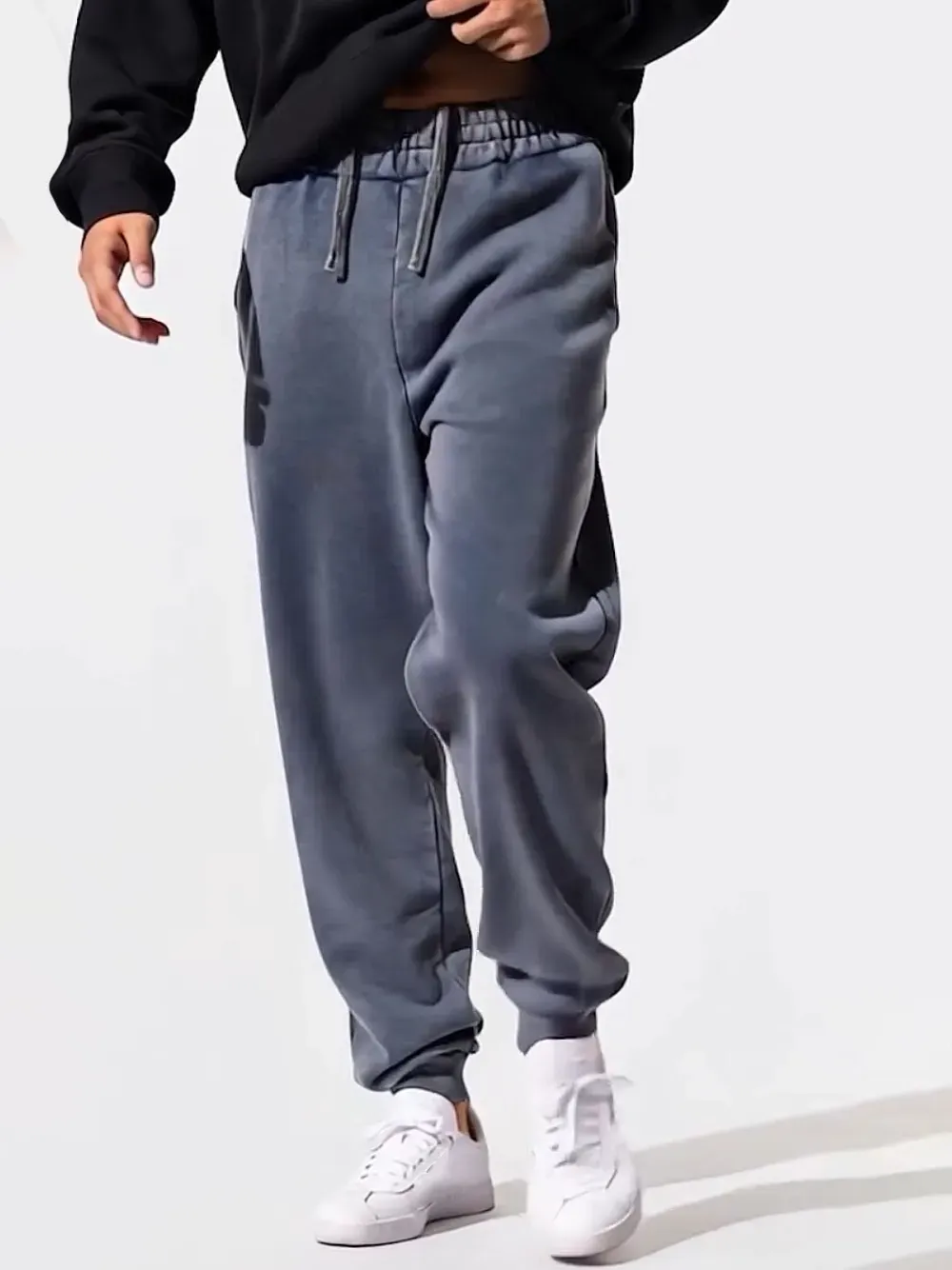 Contrast Color Drawstring Knitted Pencil Pants