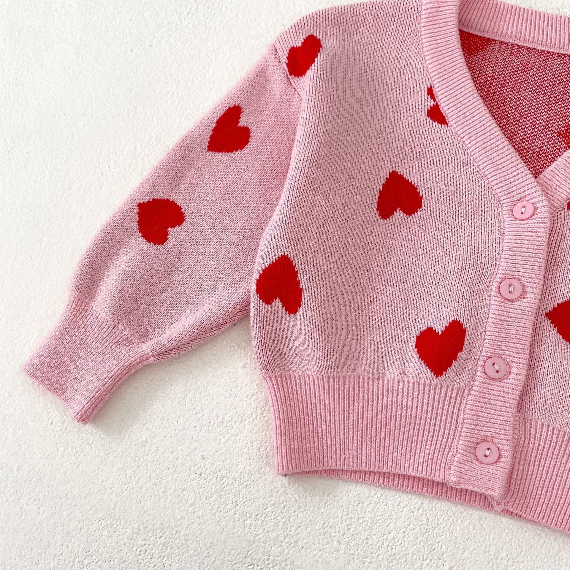 Baby Knitted V-neck Heart Cardigan