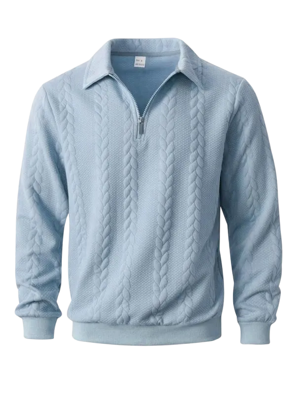 Men's Fall Winter Outfits Knitted Polo Neck Long Sleeve Sweatshirt for Daliy Wear