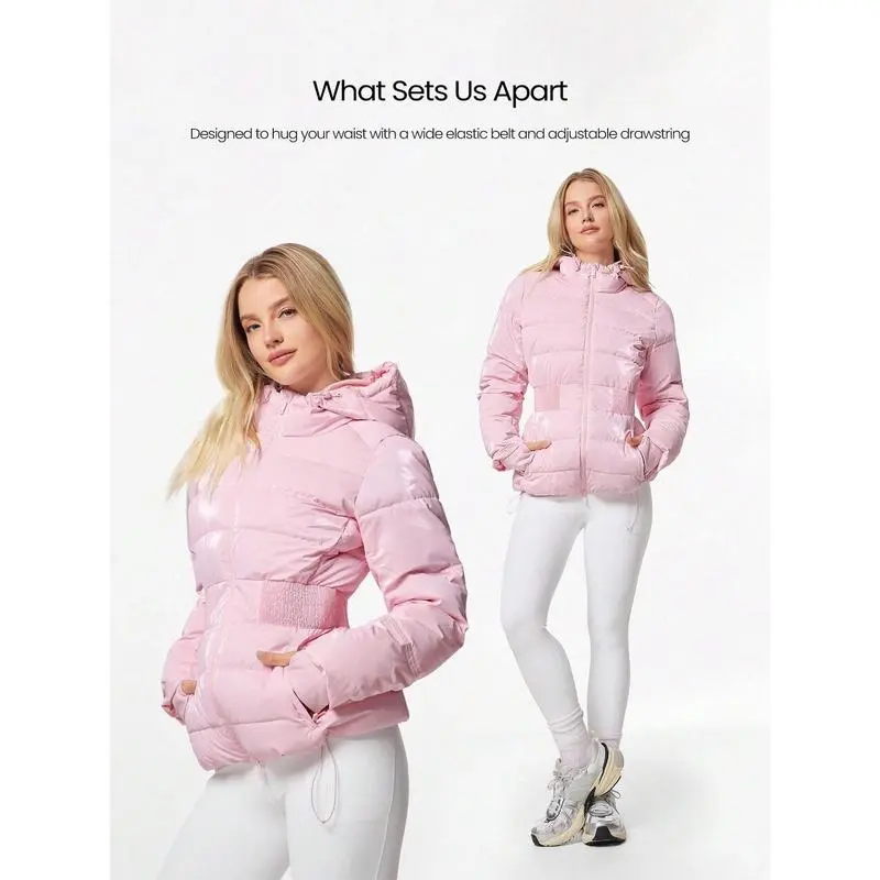 Shiny Water-Repellent Lightweight Puffer Jacket