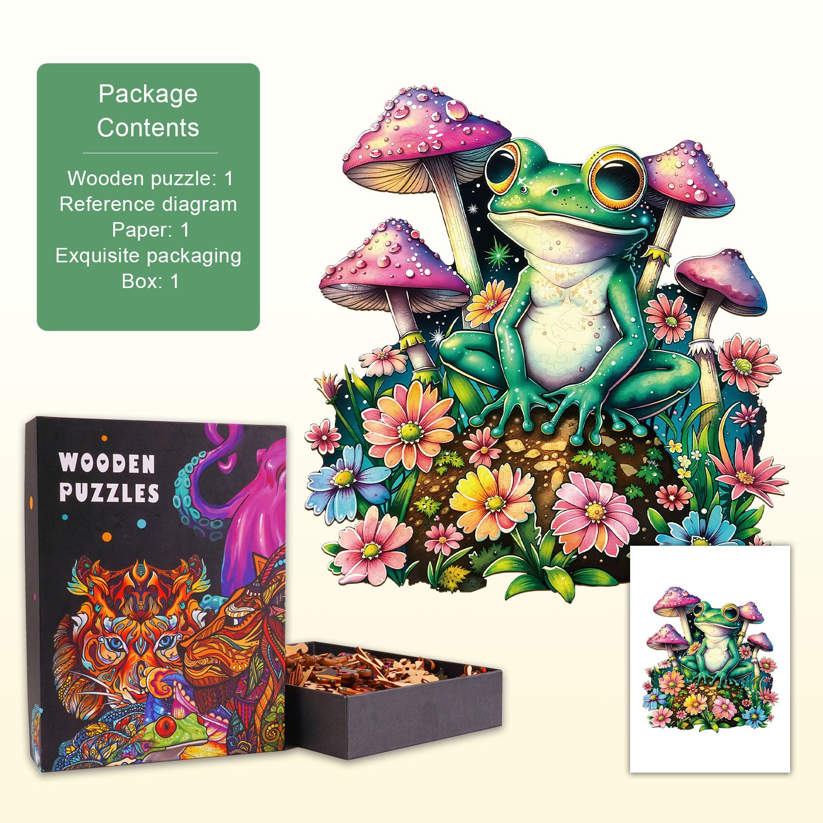 Stardew Garden Frog Wooden Jigsaw Puzzle