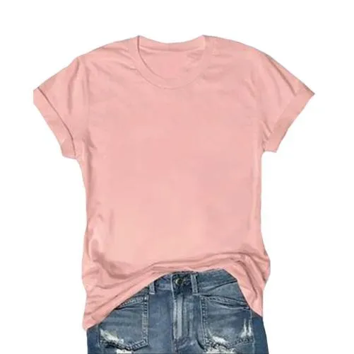 Women's Short Sleeve T-Shirts Multipack, Solid Color Round Neck Casual Tee Tops