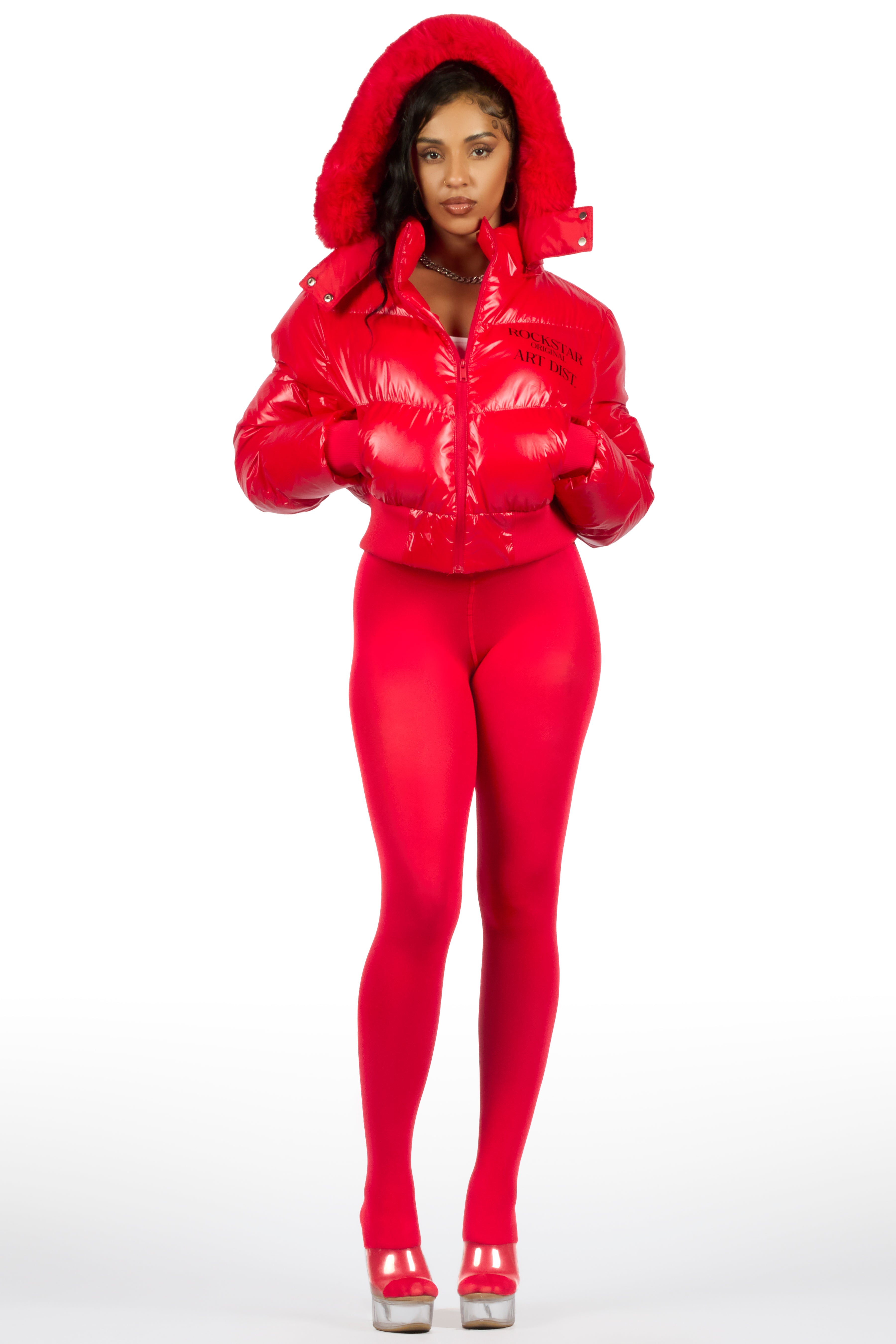 Destina Red Puffer Jacket
