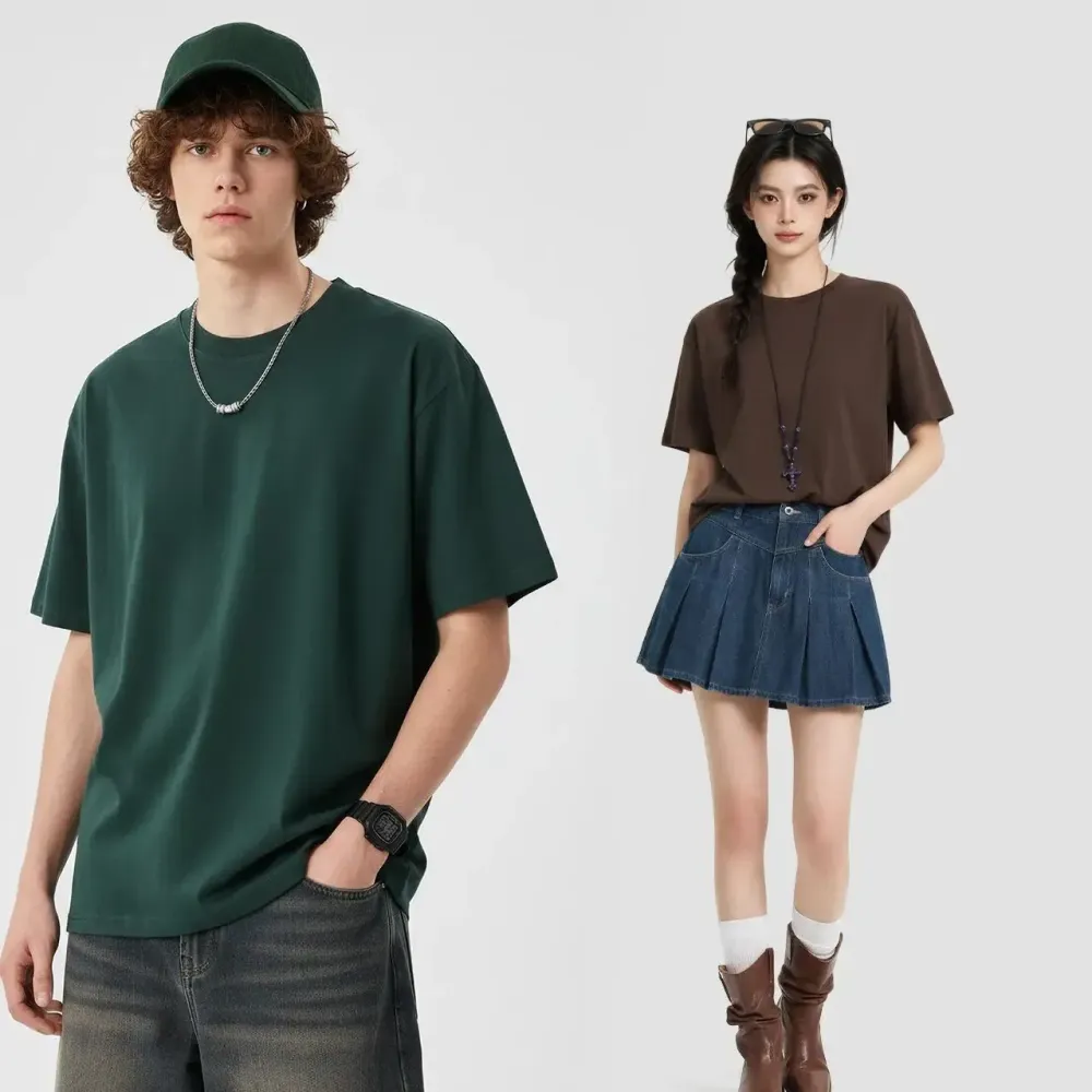 Heavyweight Tshirt 230G 100% Cotton Solid Color Unisex Loose Fit Fade Proof Versatile Everyday Wear