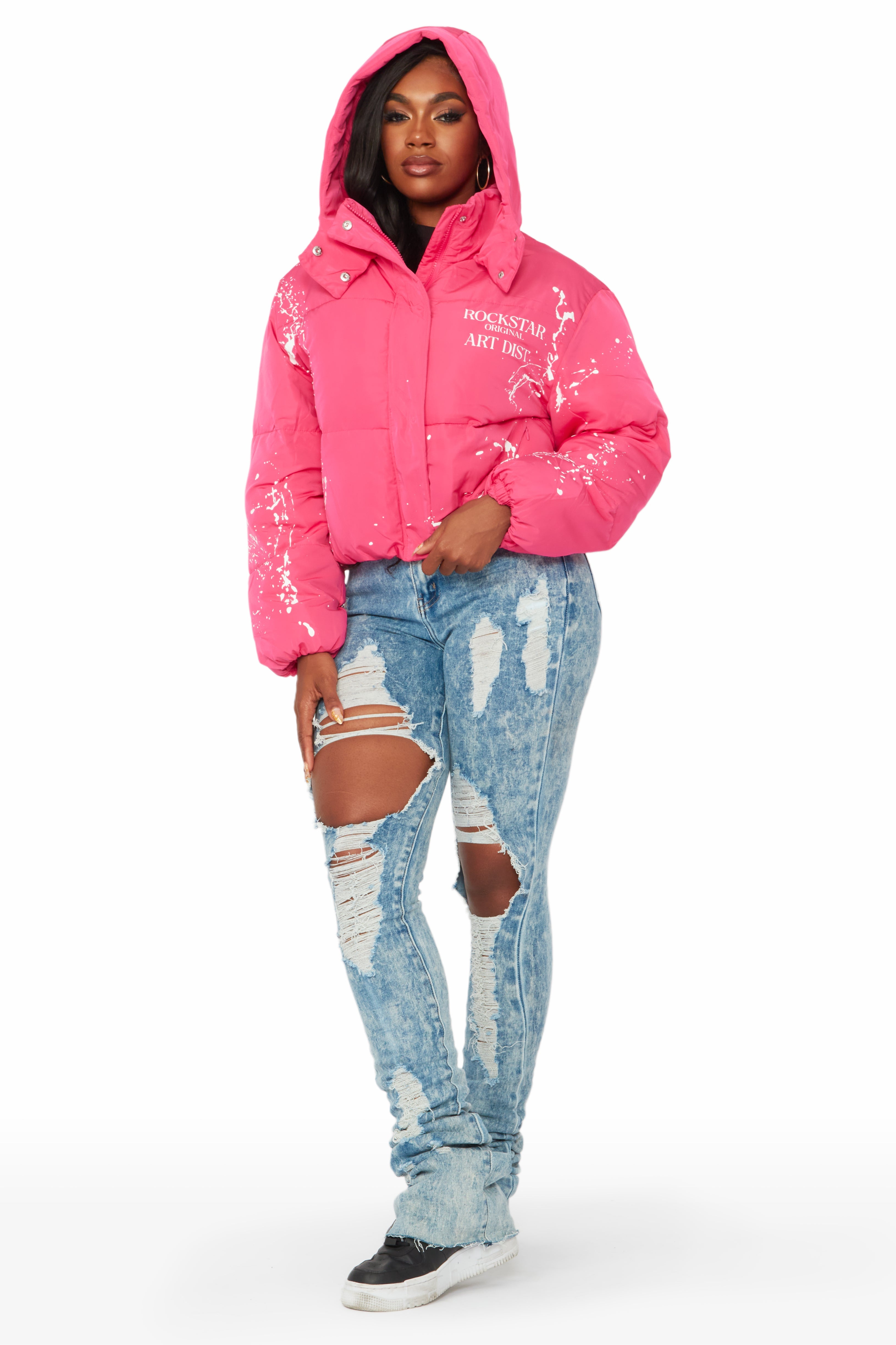 Keira Fuchsia Drippy Puffer Jacket