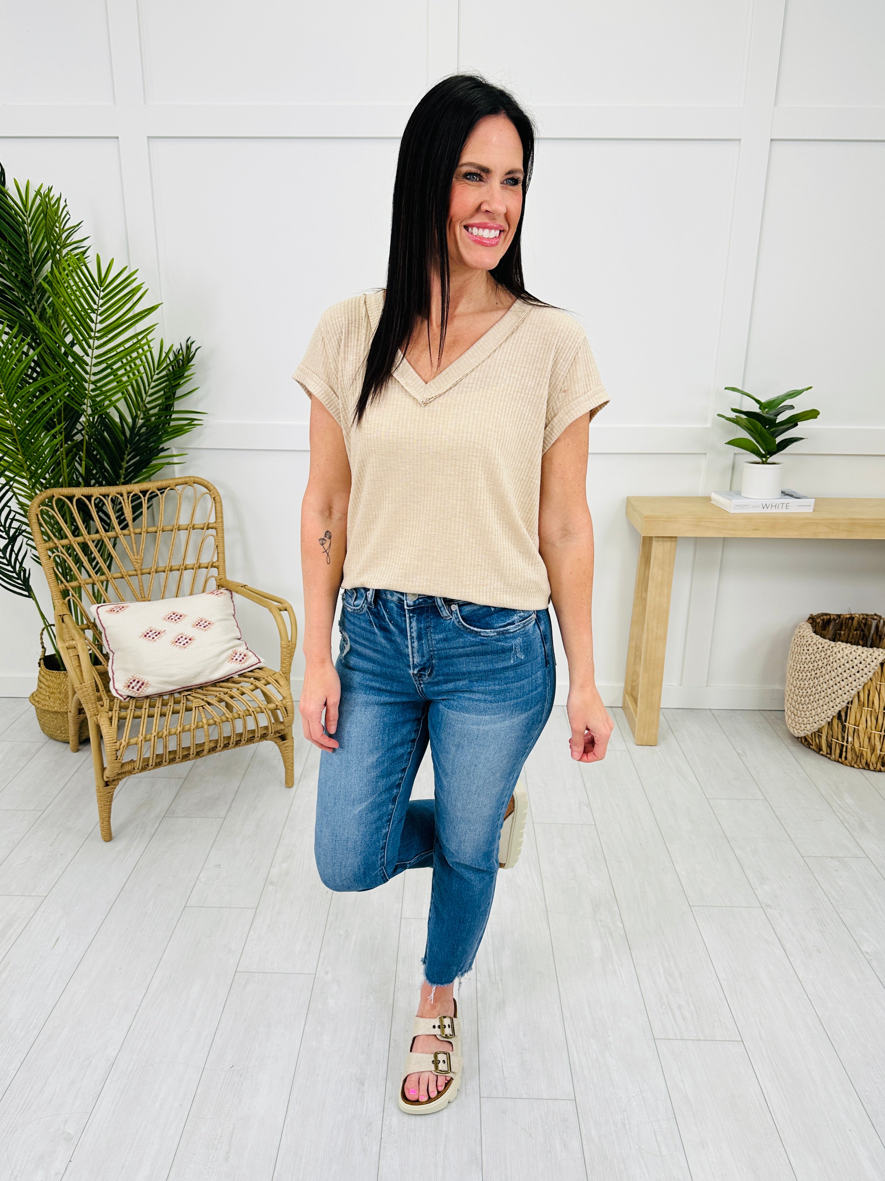 Step It Up Mica Straight Leg Step Hem Jeans