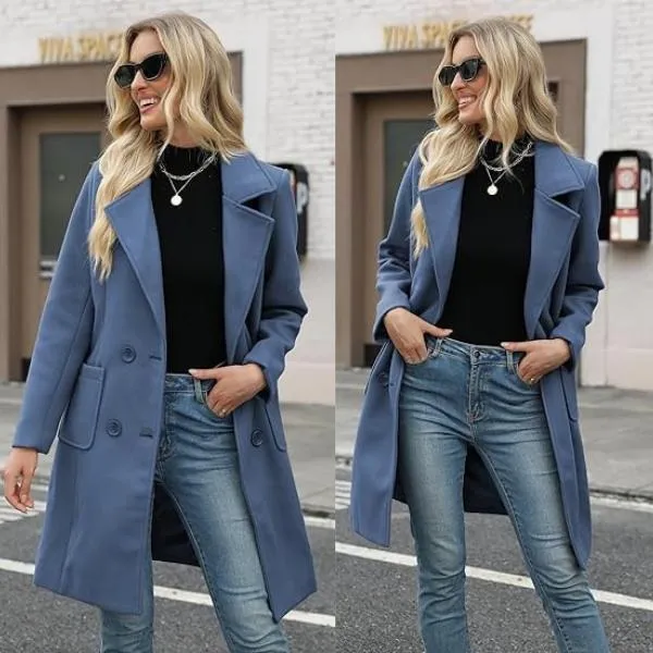 Women Winter Wool Blend Camel Mid-Long Coat