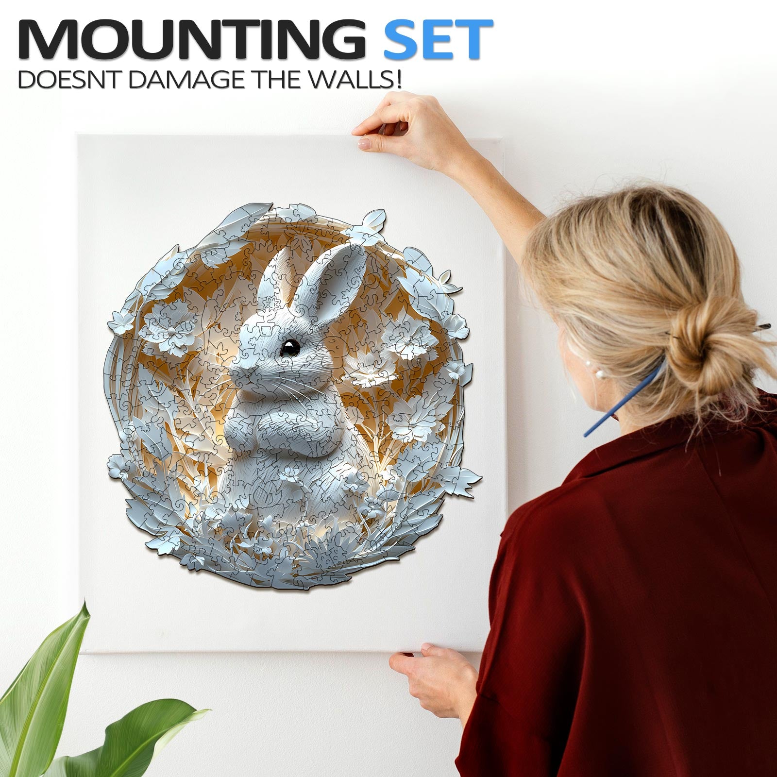 3D Paper Rabbit Wooden Jigsaw Puzzle