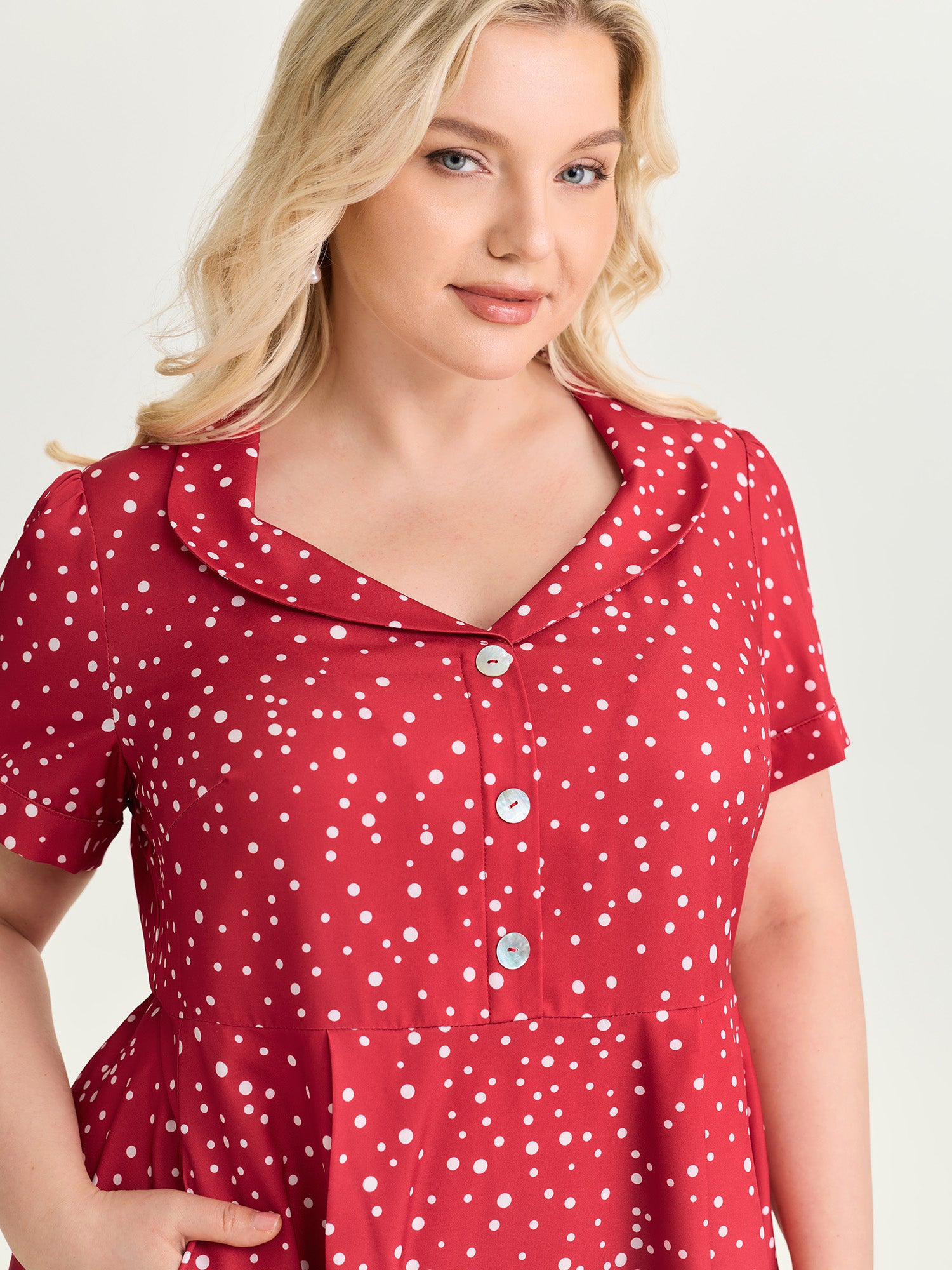 Romantic Floral Print Collar Midi Dress