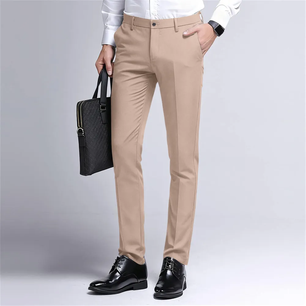 Men's Stretch Dress Pants Slim Fit Skinny Suit Pants