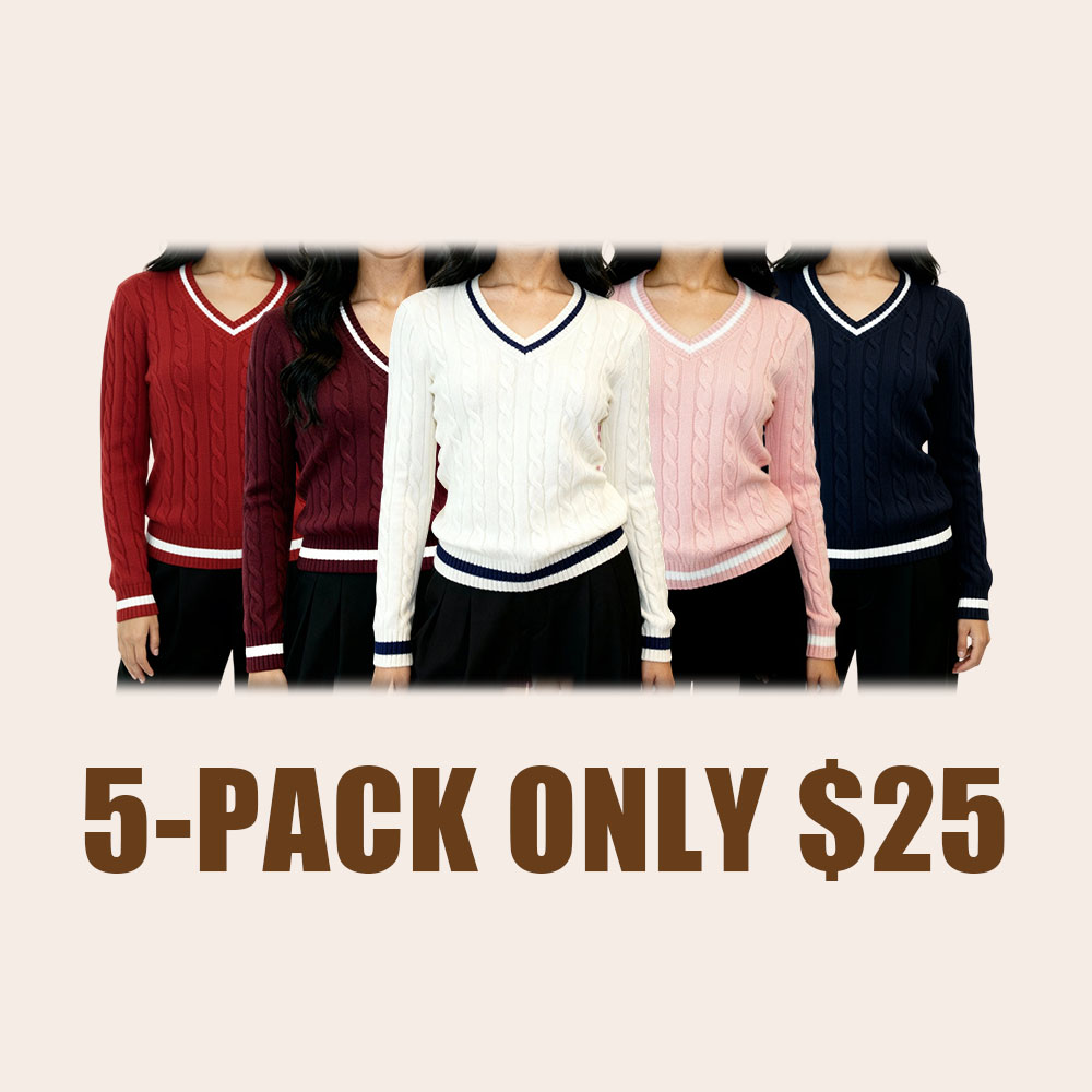 Women's Classic Cable-Knit V-Neck Sweater