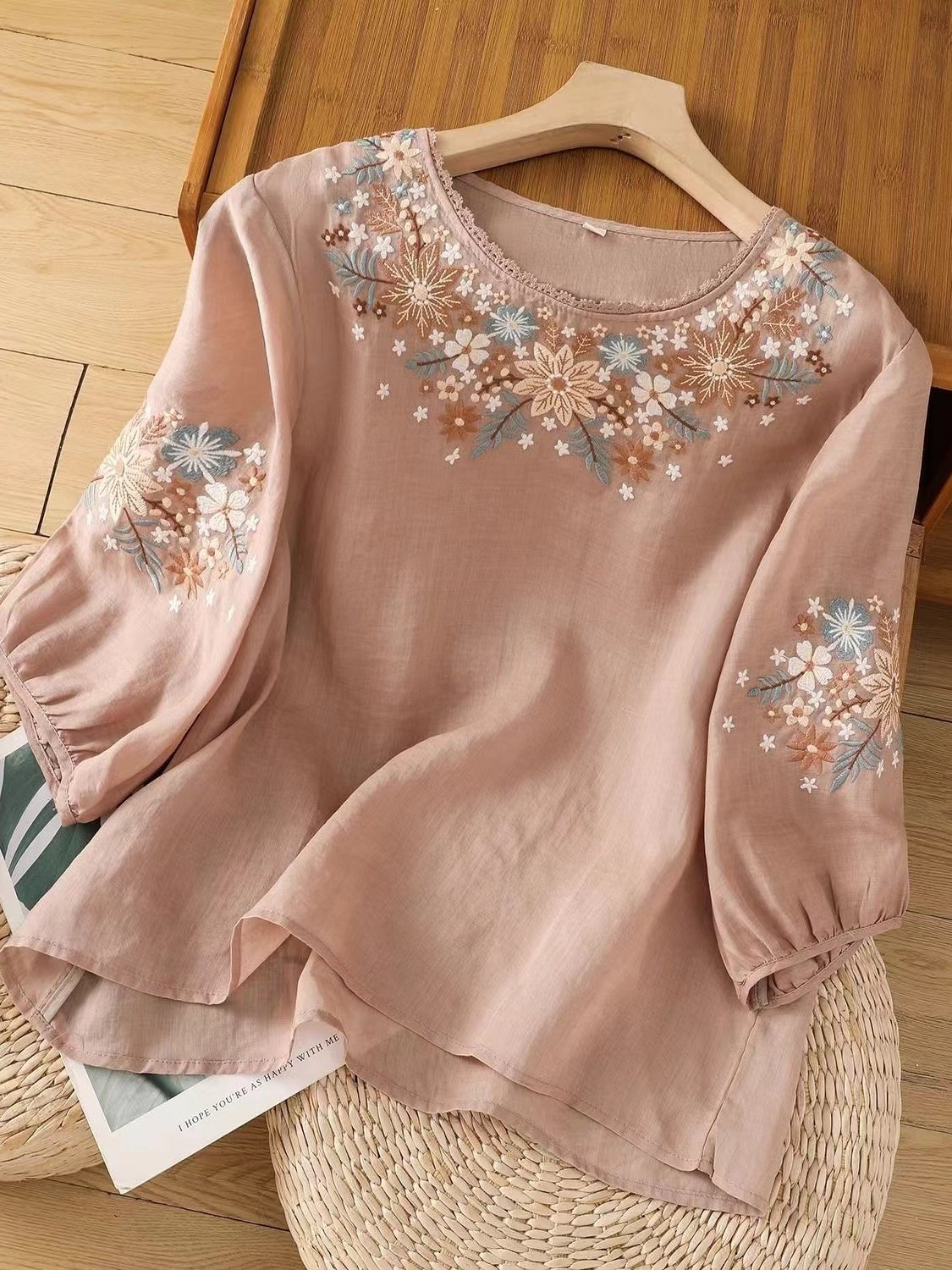 Women Embroidered Cotton Linen Tops- Fast Shipping