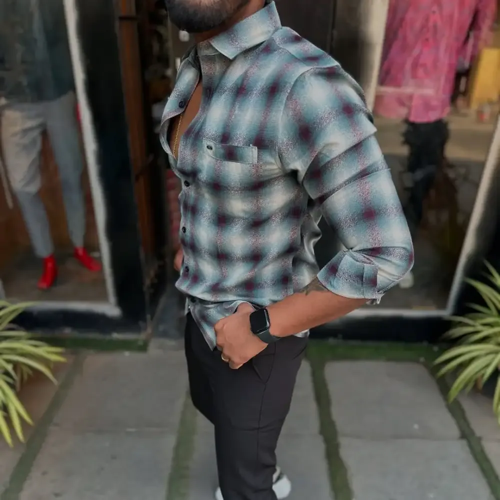 Men'S Plaid Casual Shirt