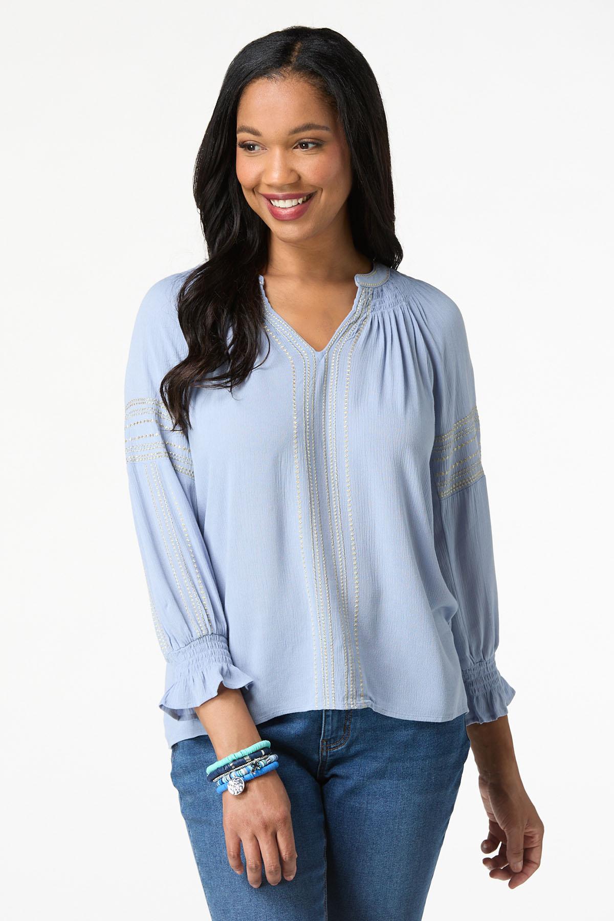 Metallic Embroidered Poet Top
