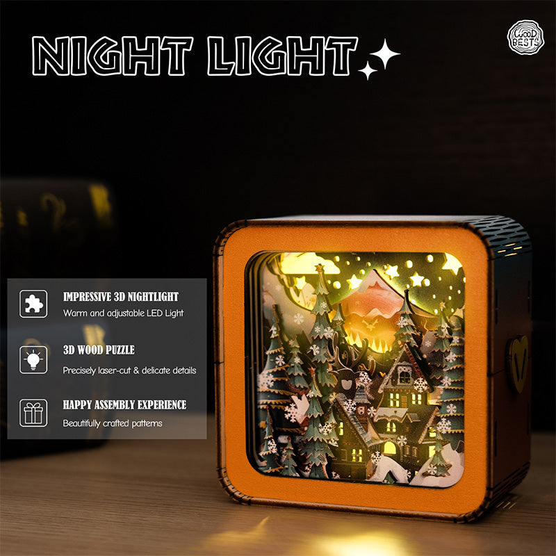 Warm Christmas Eve Kit - 3D Wooden Puzzle Night Light