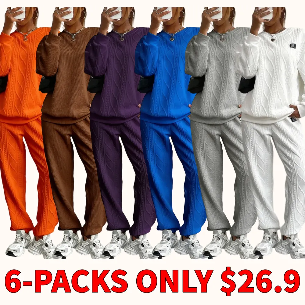 Women's solid color two-piece winter set