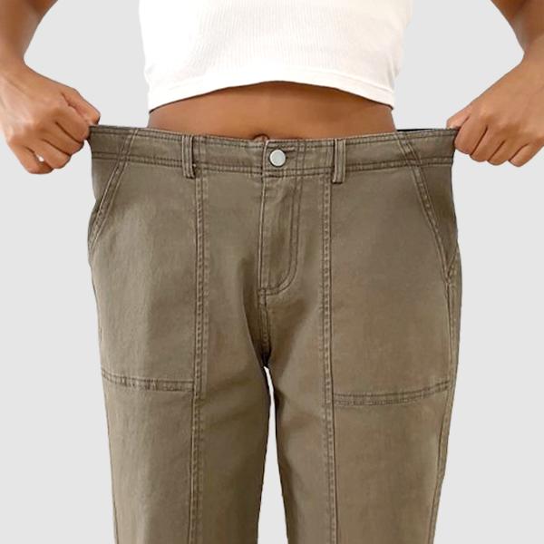 Mother's Day Sale💕Mid Waist Baby Barrel Fit Deep Pockets Pants