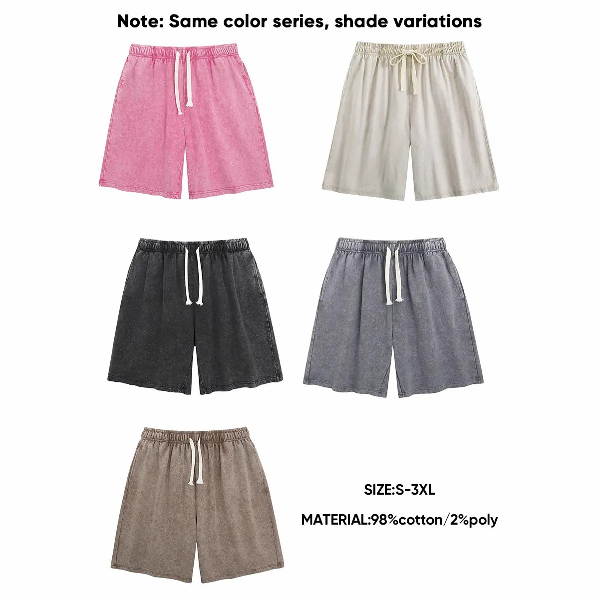 Holafish Retro Acid Wash Basic Unisex Tee & Shorts Cotton,7