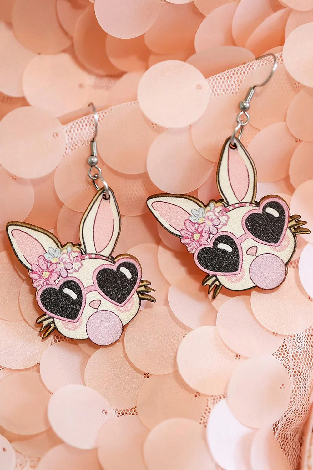 Light Pink Easter Rabbit Hook Dangle Earrings