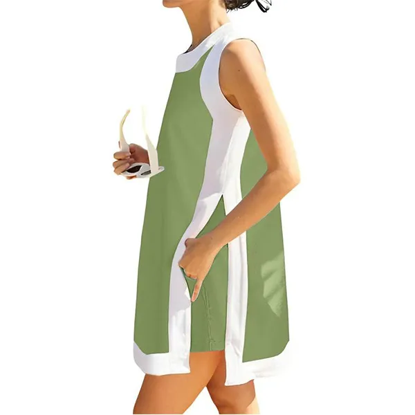 Women's Casual Two Piece Sets Color Block Crewneck Matching Shorts