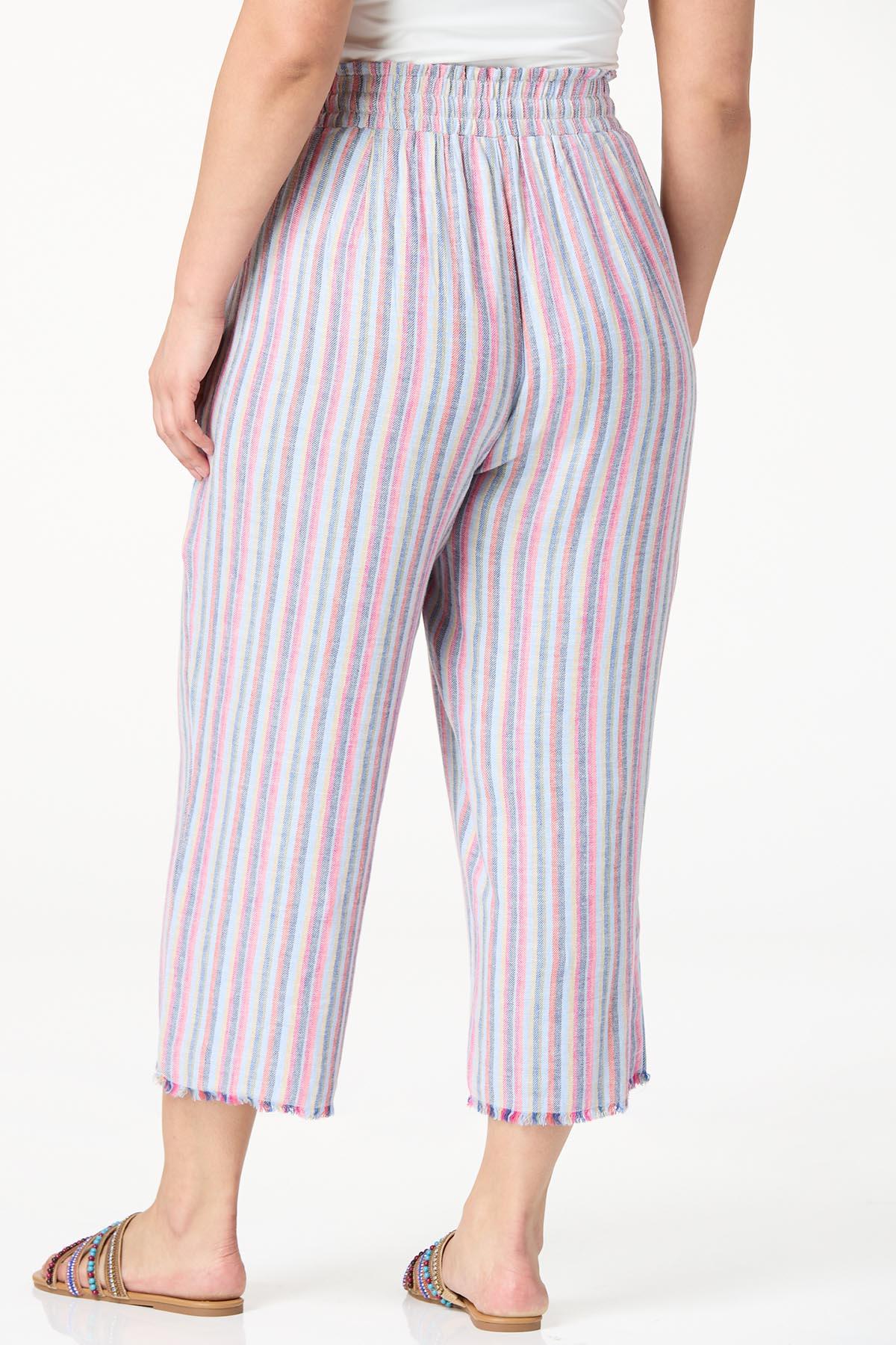 Plus Size Multi Stripe Cropped Pants