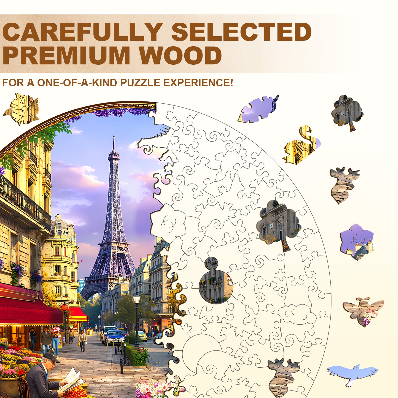 Street scenes of Paris Wooden Jigsaw Puzzle