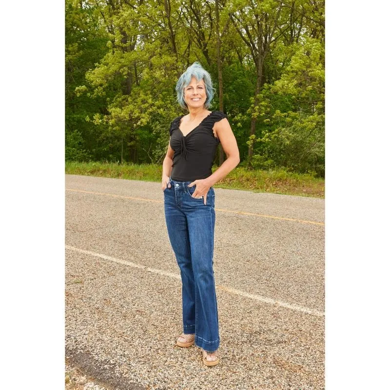 Mid-Rise Tummy Control Flare Denim Fit Jean Womenswear Bottom