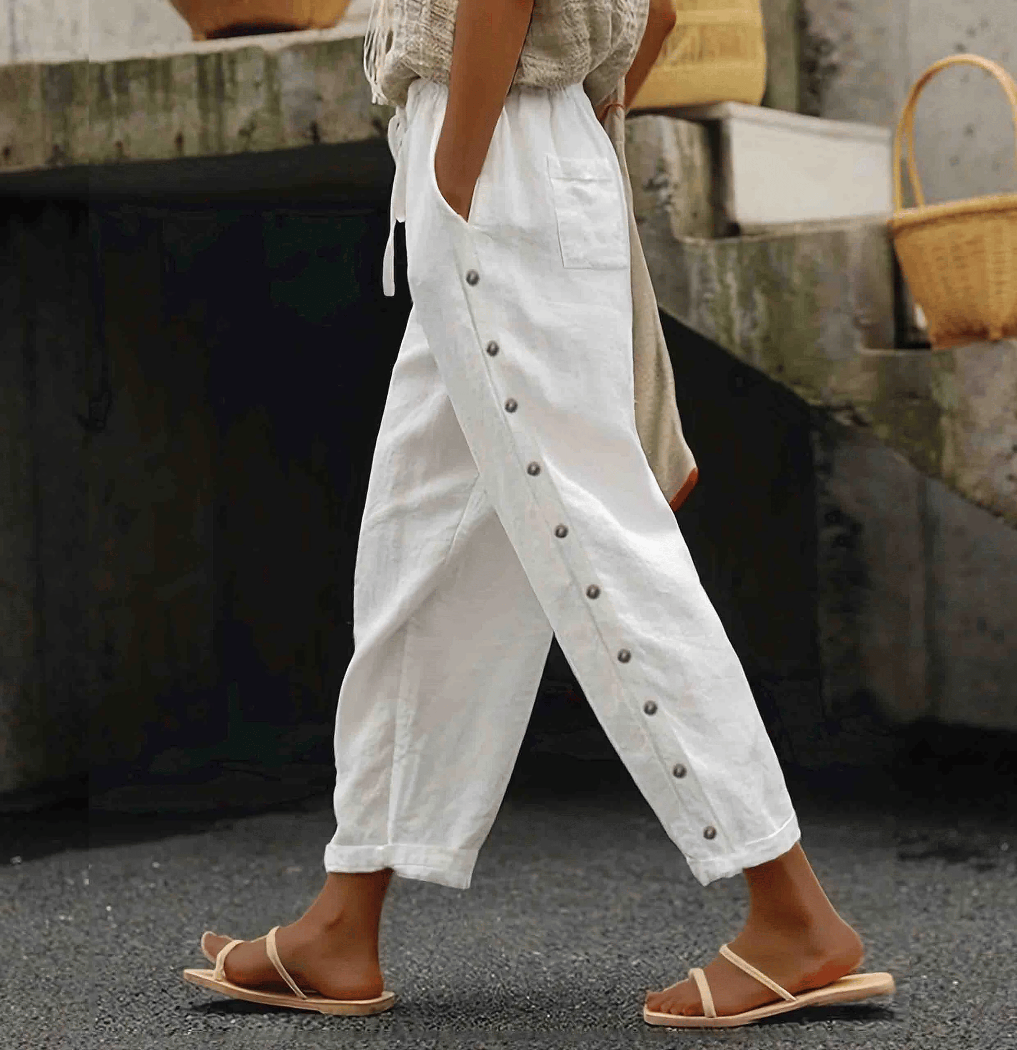 Women's Casual Solid Color Cotton Linen Pants