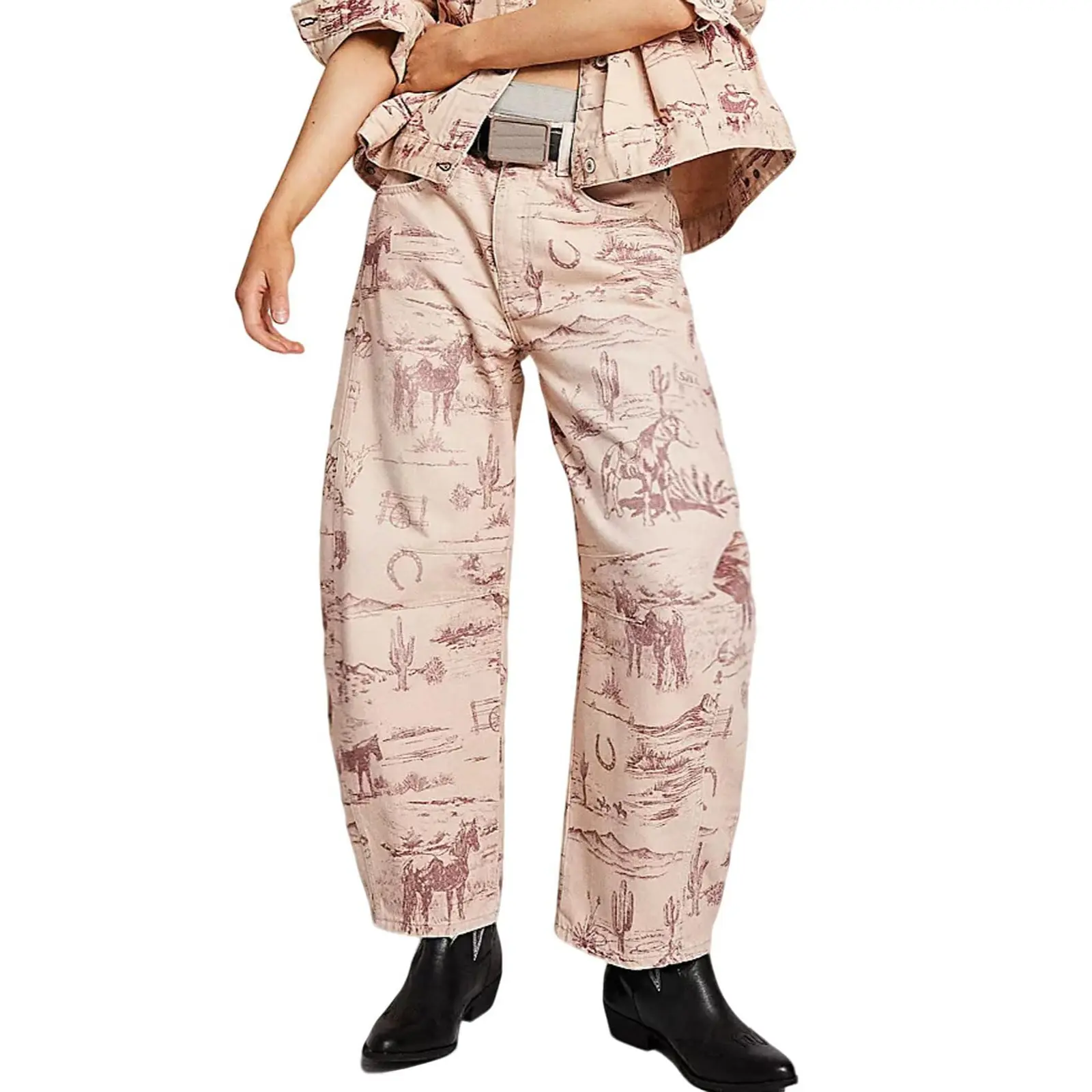 Women's Printed Wide-Leg Jeans