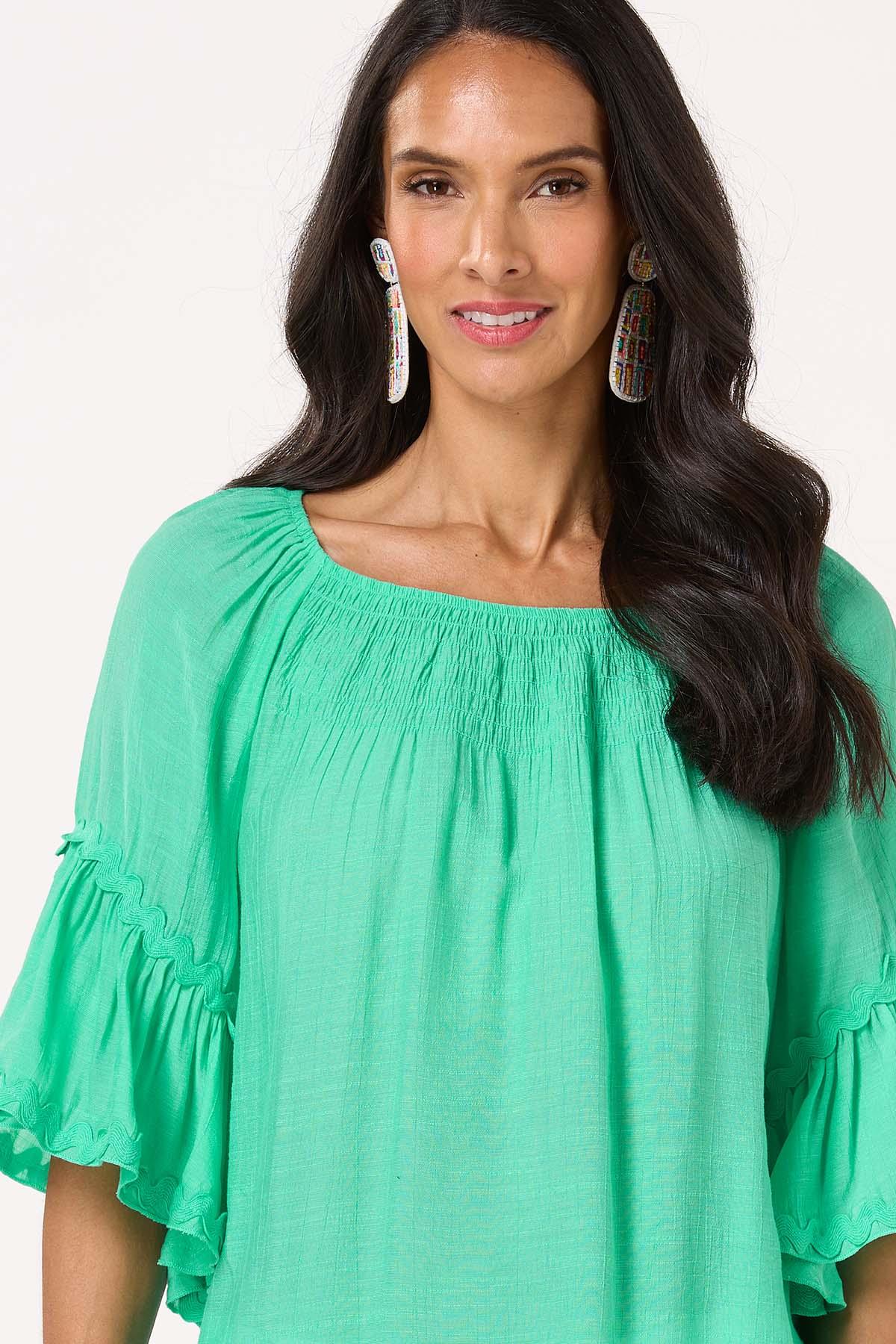 Solid Ric Rac Trim Poet Top