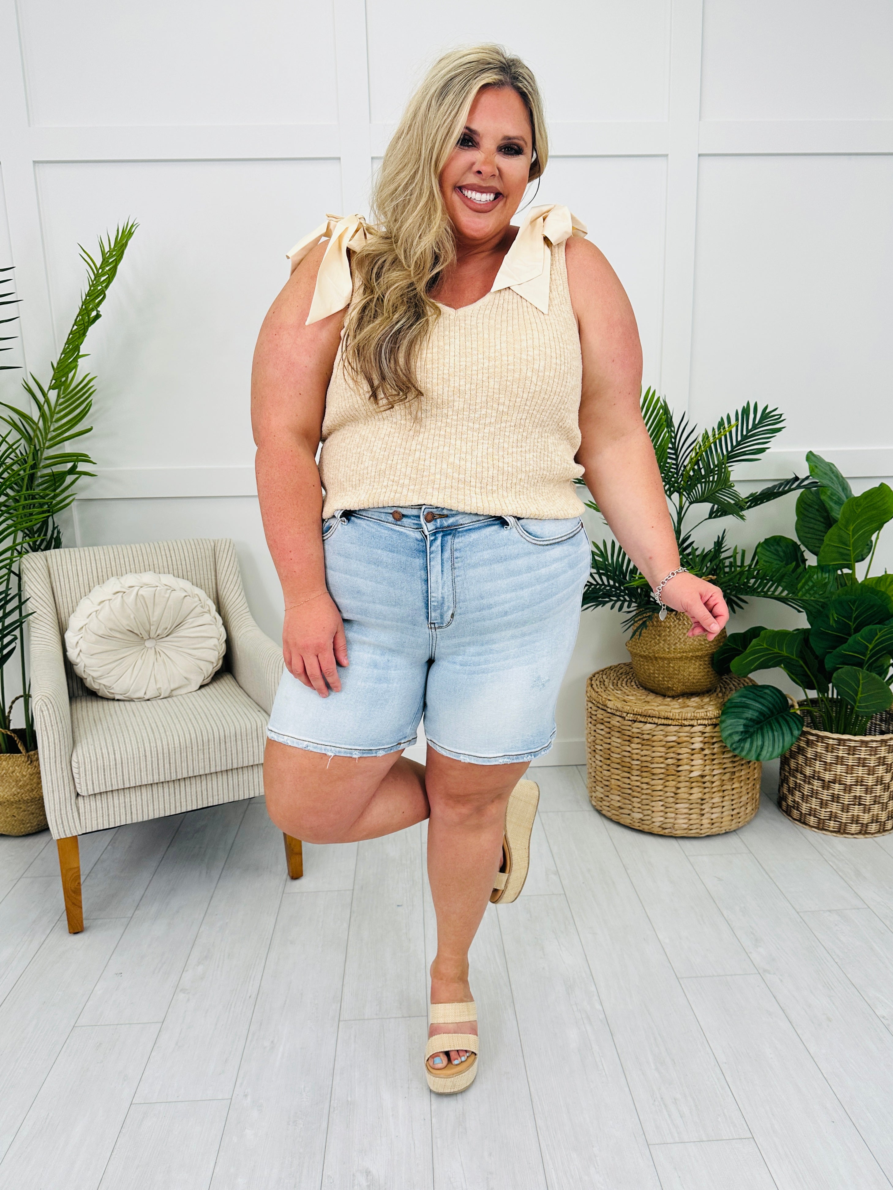 Judy Blue Scene Stealer Double Button Dad Shorts