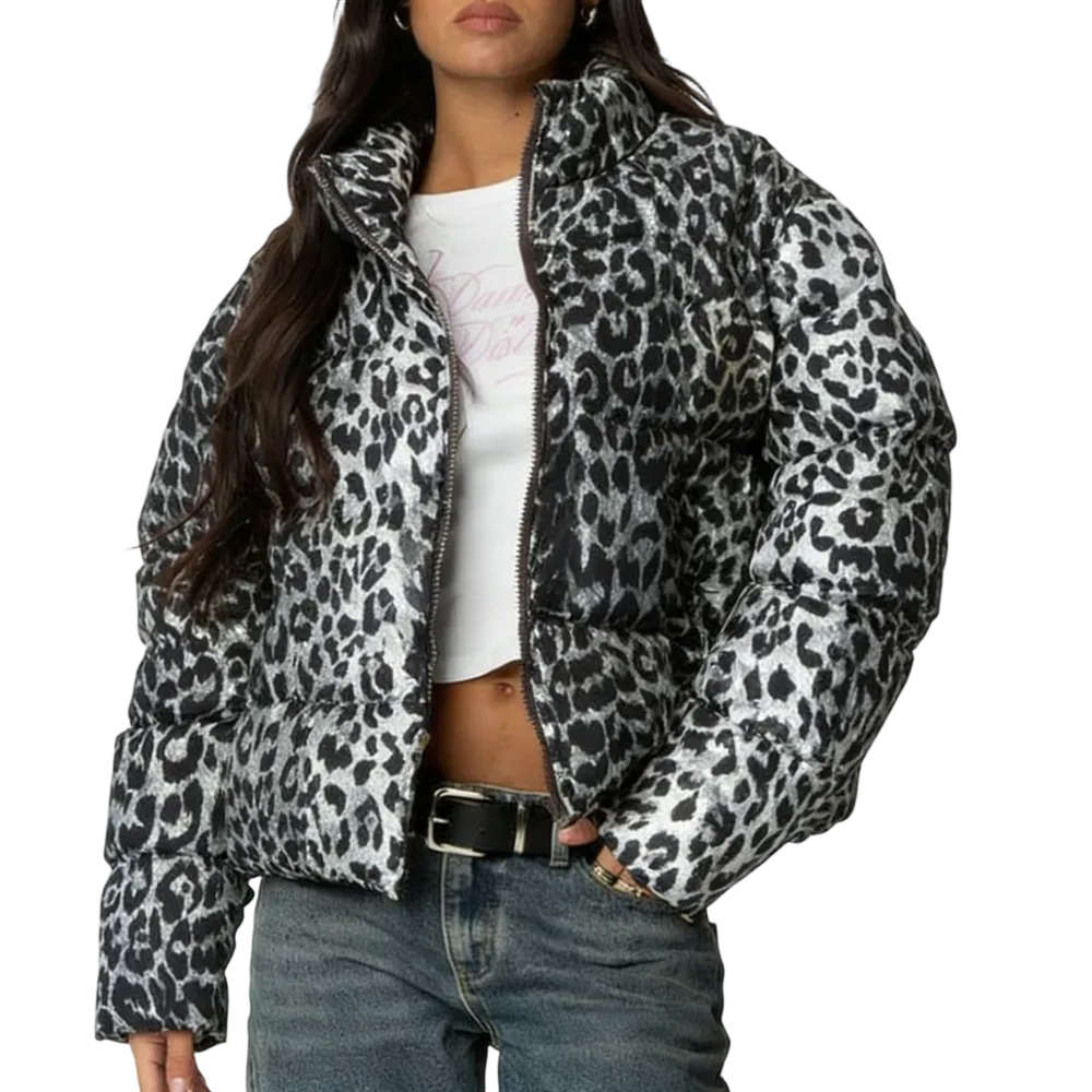 Leopard Printed Puffer Jacket