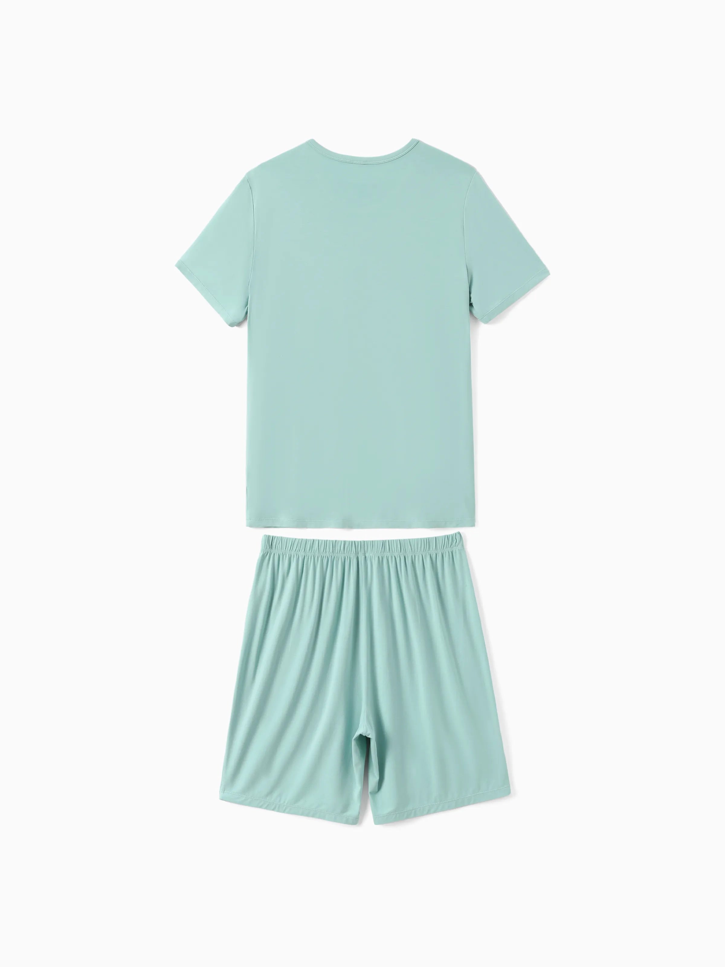 Bamboo Family Pajamas Solid Color Green Short Sleeve Matching Pajama Set ( Snug-Fitting for Children ) Green