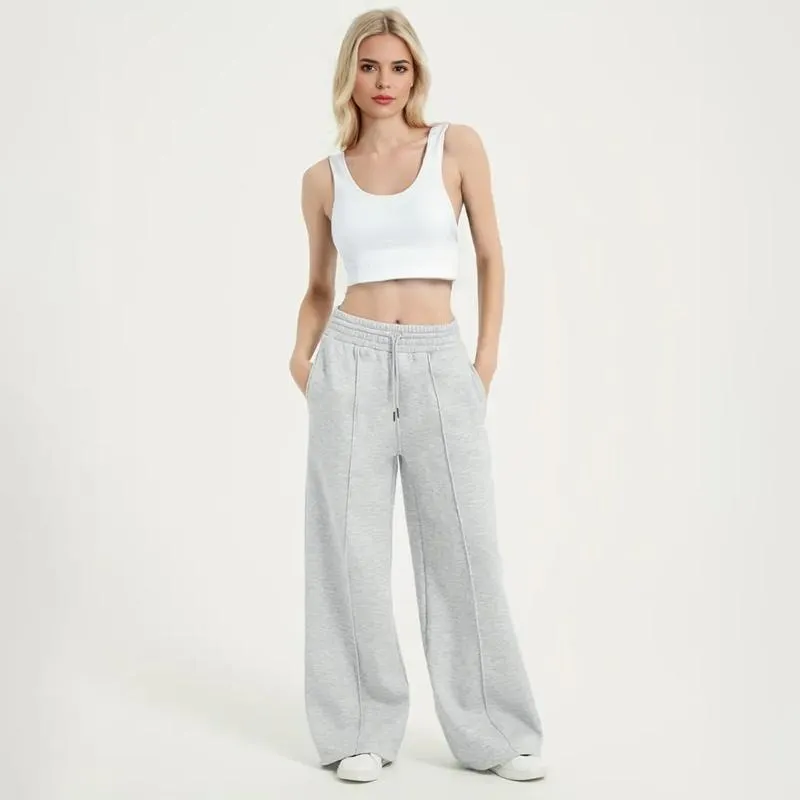 Women's Simple Design Straight Leg Drawstring Baggy Lounge Pants