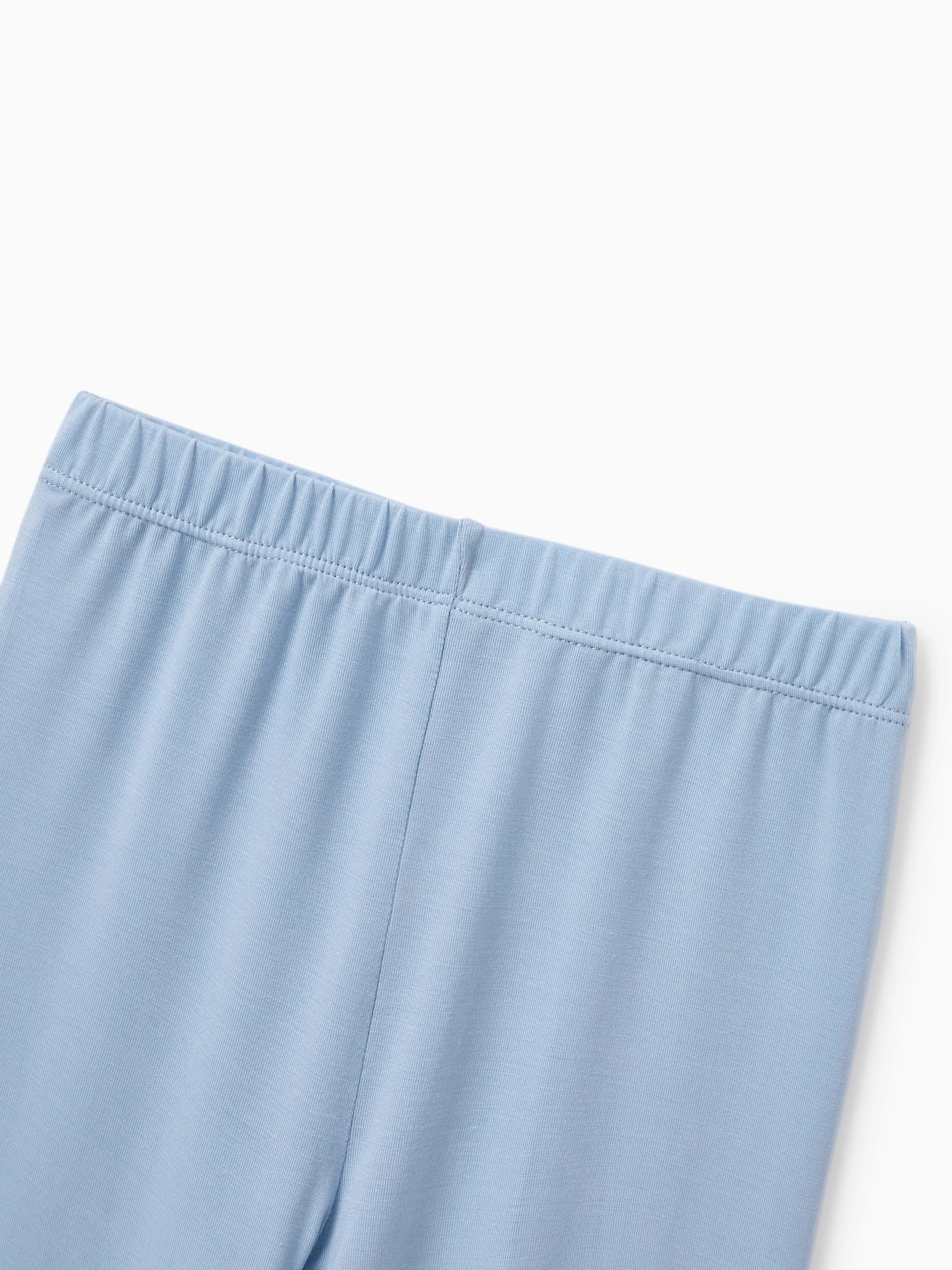 Family Matching Bamboo Pajamas Soft Bamboo Viscose PJs for Men Women Kids Toddler Baby, Classic Blue Short-sleeve Sleepwear with Button-Down Shirt and Pants Blue grey