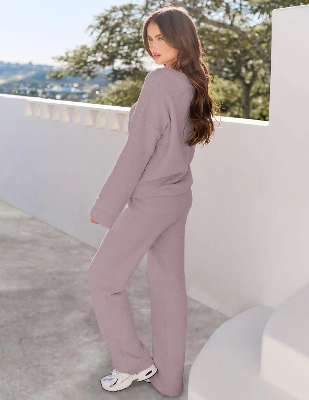 Women's Lounge Sets 2025 Fall Fashion 2 Piece Outfits Sweater Pajama Set