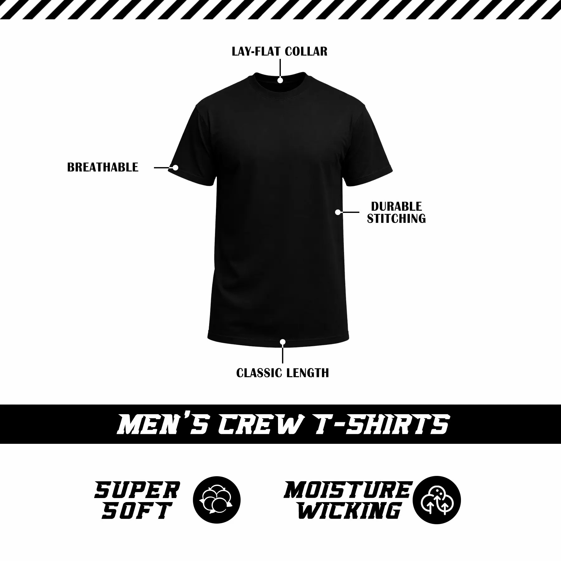 12-Pack $29.99 The more you buy,the lower the price. Stock up! Men's Black Crew Neck T-Shirt