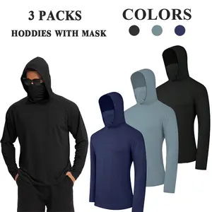 5 Pack Men's Athletic Hoodies Long Sleeve Fishing Shirts for Men Shirts Lightweight Rash Guards gym outfits workout tops gym shirts