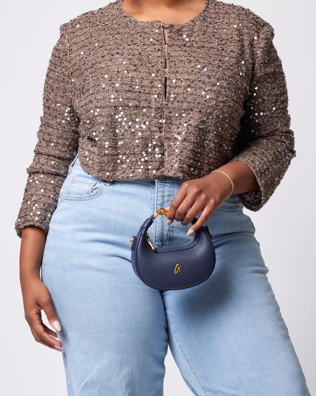 NANO PEBBLE HOBO BAG - NAVY