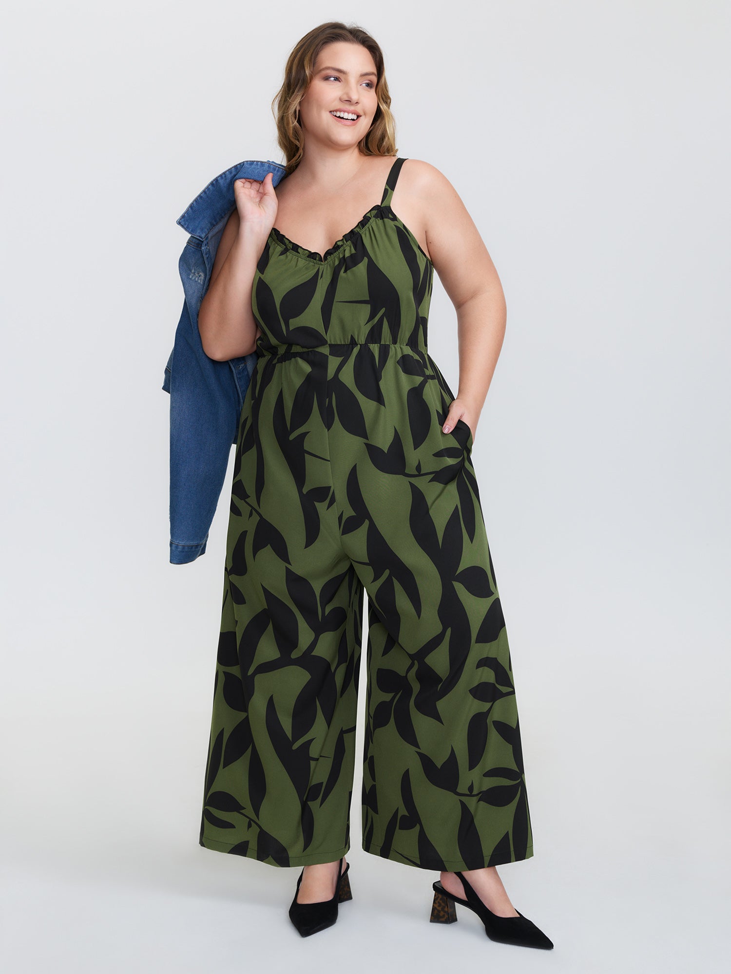 Silhouette Floral Print Sweetheart Jumpsuit