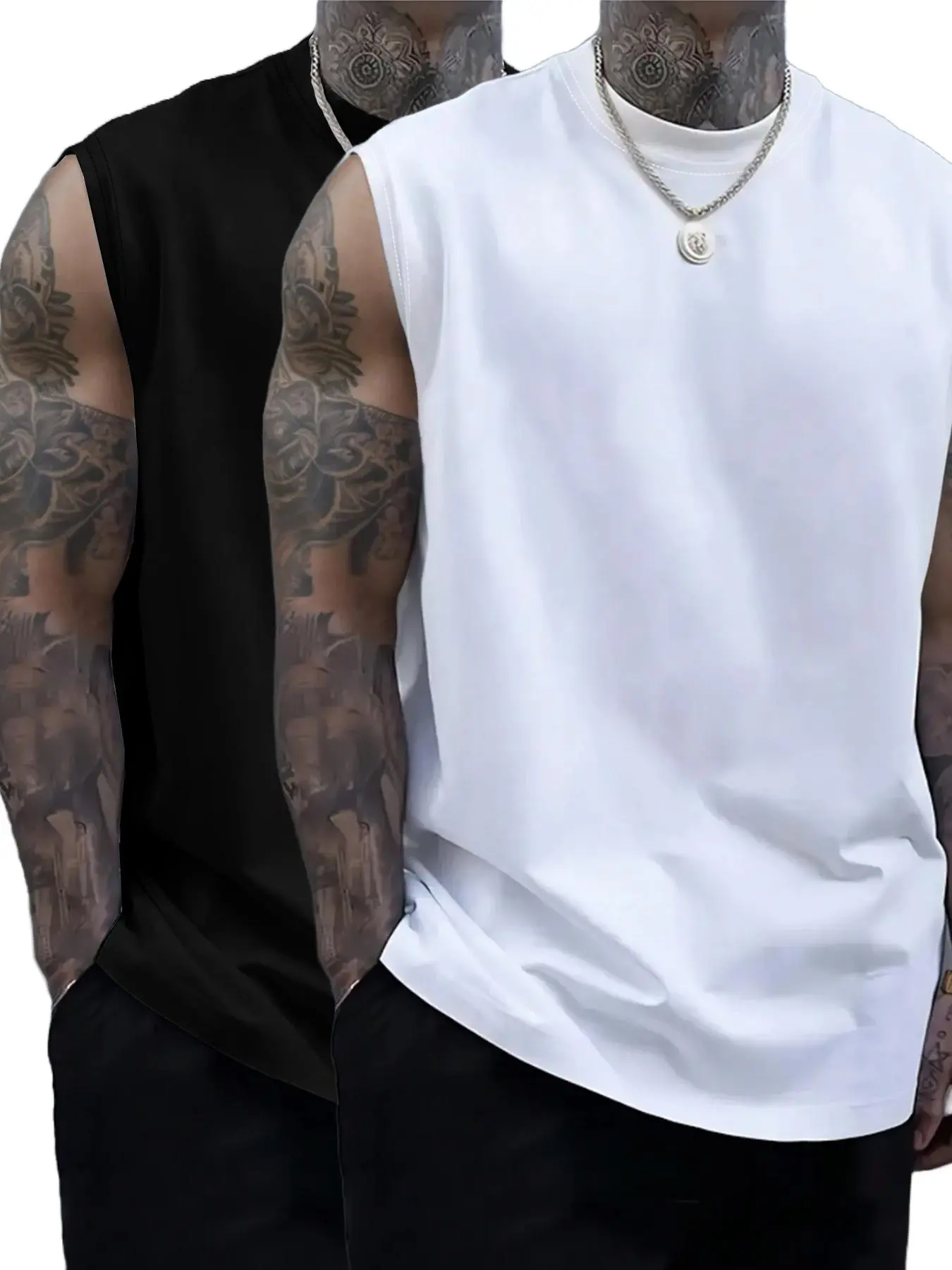 Men's Solid Color Round Neck Tank Top, Loose Casual Comfy Classic Crew Neck Sleeveless Top for Summer, Men's Clothes for Daily Wear, Casual Loose Fit