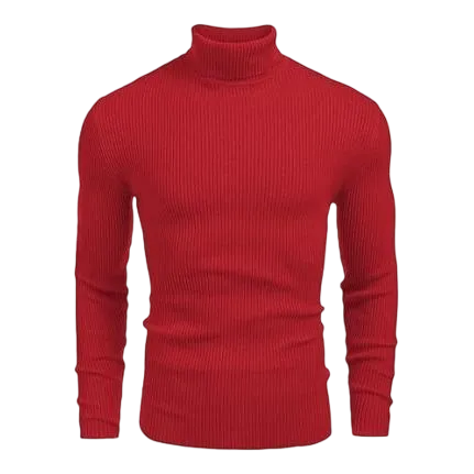 Autumn Men's Knitted Ribbed Turtleneck Slim Fit Basic Sweater